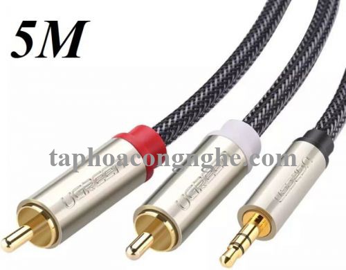 Ugreen 20825 5M màu Đen Cáp âm thanh 2 đầu Bông sen sang 3.5mm Dương đầu bọc nhôm mạ vàng AV135 30020825